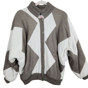 Mondi Vintage 80s Striped Wool Blend Sweater Cardigan Jacket Womens Size Small